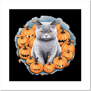 British Shorthair Cat Halloween, Cat Lover Posters and Art